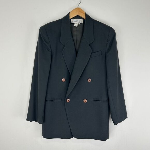 Vintage Saville Dark Green Double Breasted Wool Blended Blazer - Picture 5 of 8